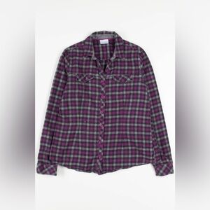 Columbia Women's Purple Plaid Flannel Shirt Size Small